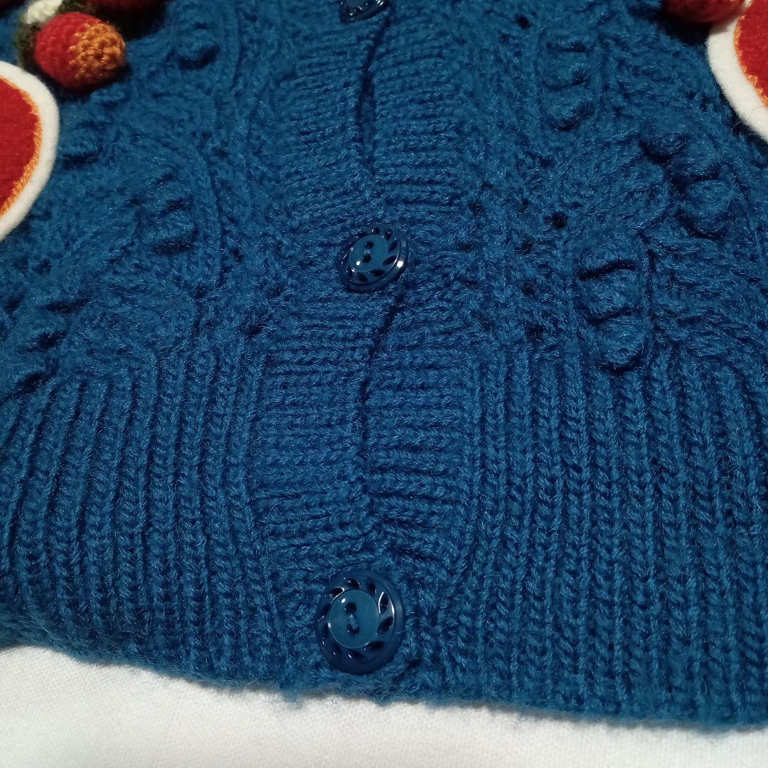 s*o様 ピンクハウス ニットカーディガン いちご・ハートモチーフ付き 青