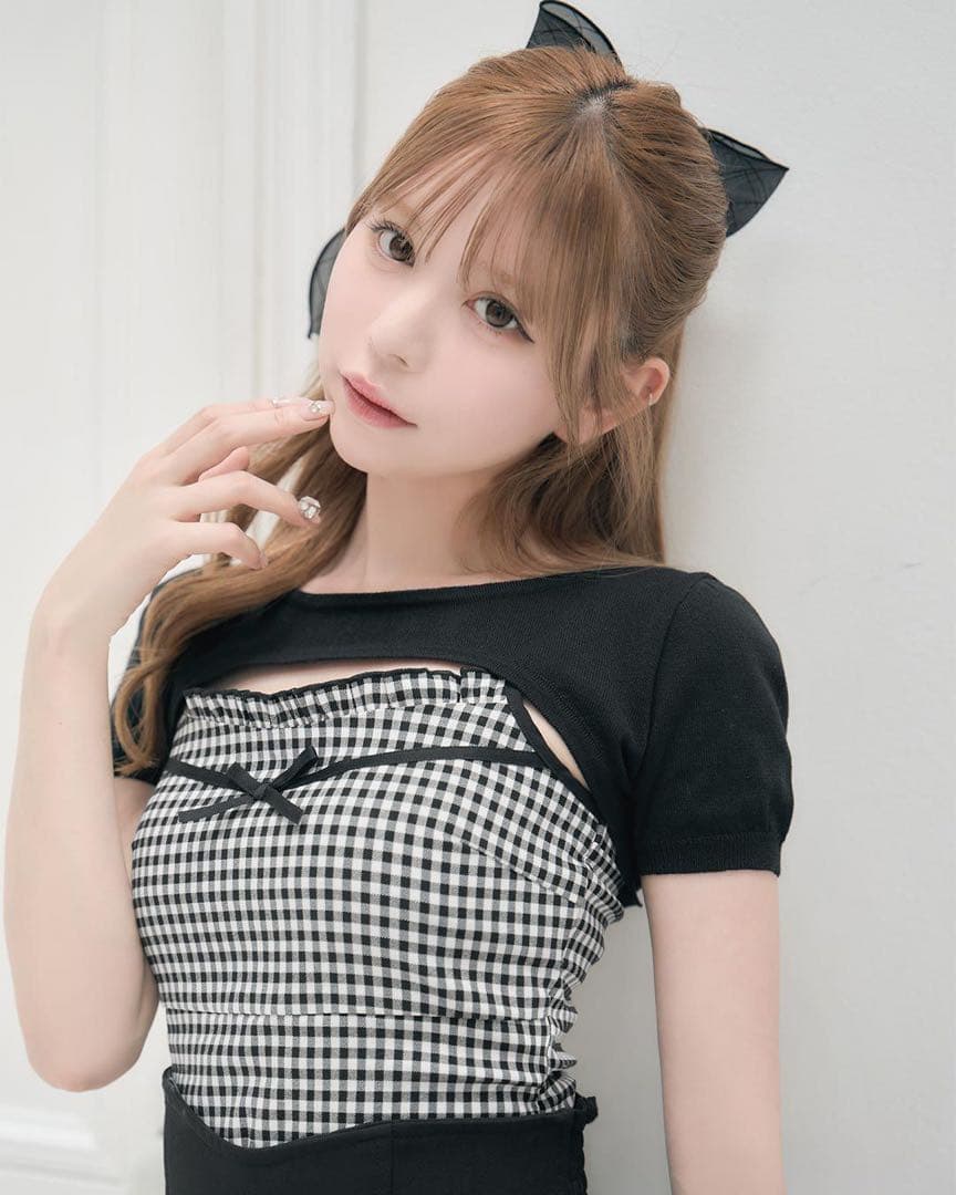 【michellMacaron】ギンガムチェックキャミsetトップス xsサイズ