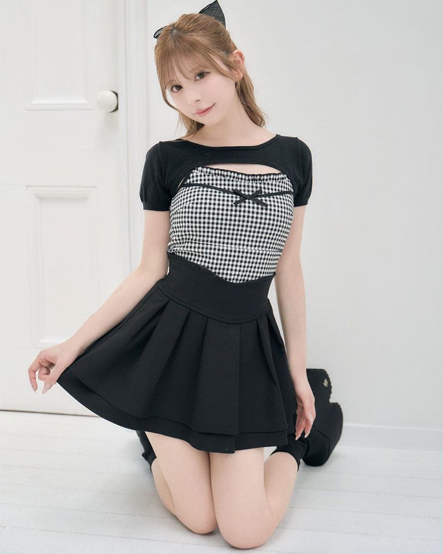 【michellMacaron】ギンガムチェックキャミsetトップス xsサイズ