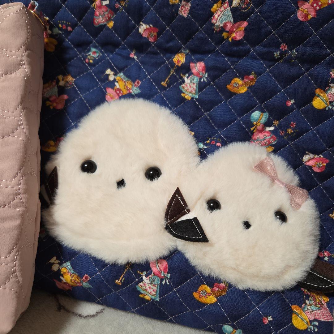 ●いちご●親子もふもふシマエナガ　ハンドメイド　キルト