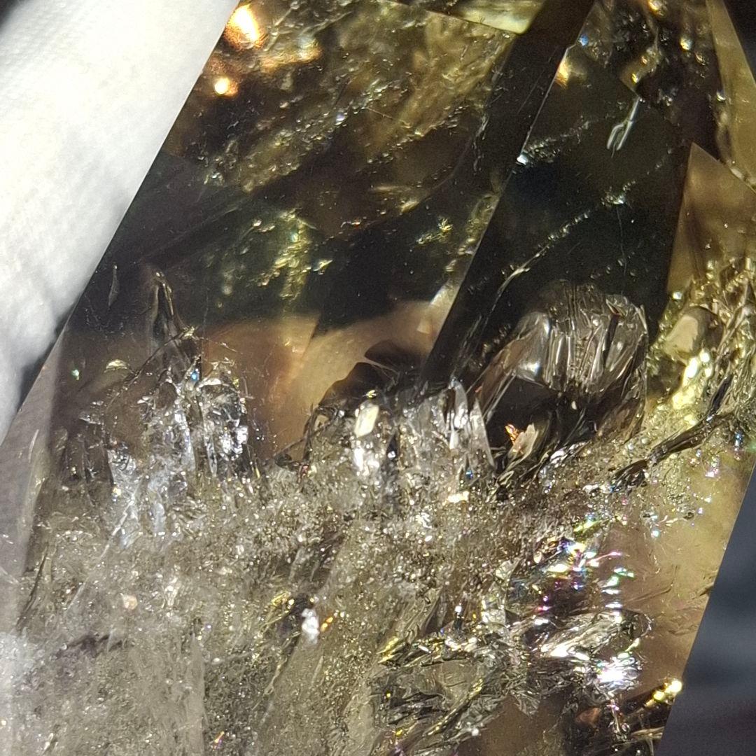 天然石✨️スモーキーシトリン　ゼウス　ポイント✨️虹ギラギラファントムあり台座付