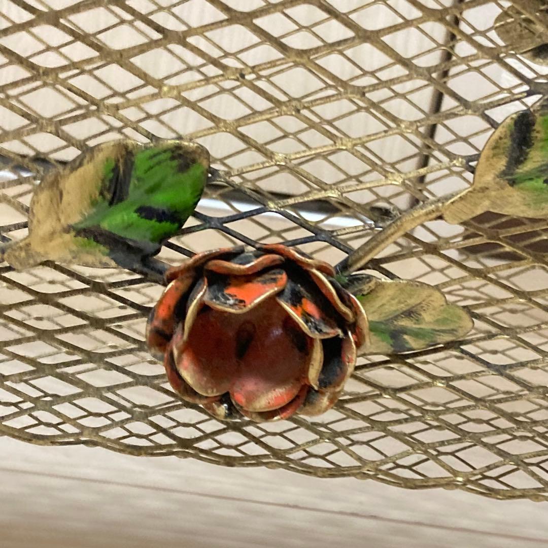 アンティーク ガラステーブル 硝子テーブル 薔薇 ヴィンテージ　小物入れ　冊子