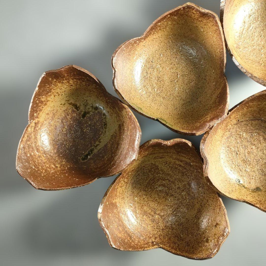 A1348-9/楽山窯/長岡住右衛門/割山椒向付5客/銘々皿/飾鉢/懐石道具/