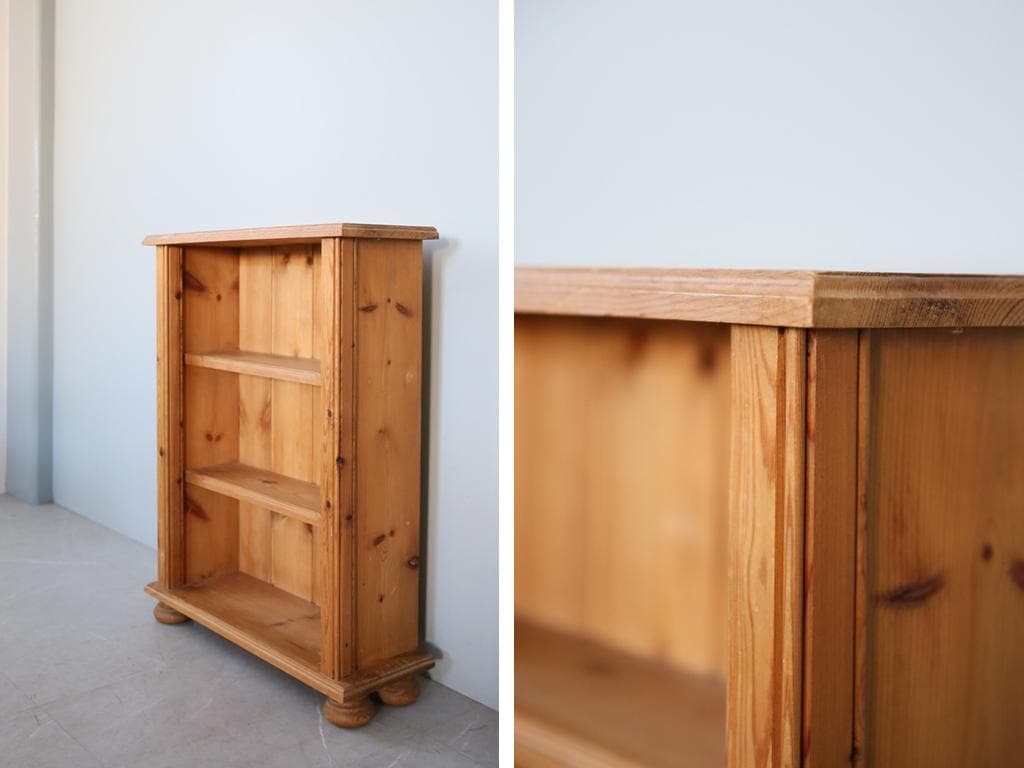 英国アンティーク木製ブックシェルフ/本棚/食器棚/飾り棚/収納ラック92-190