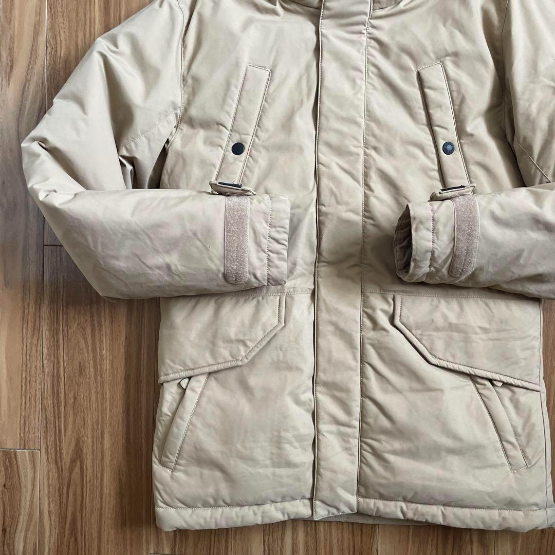 Sノースフェイスマットブラックベージュミドル丈ダウンジャケットコートパーカ