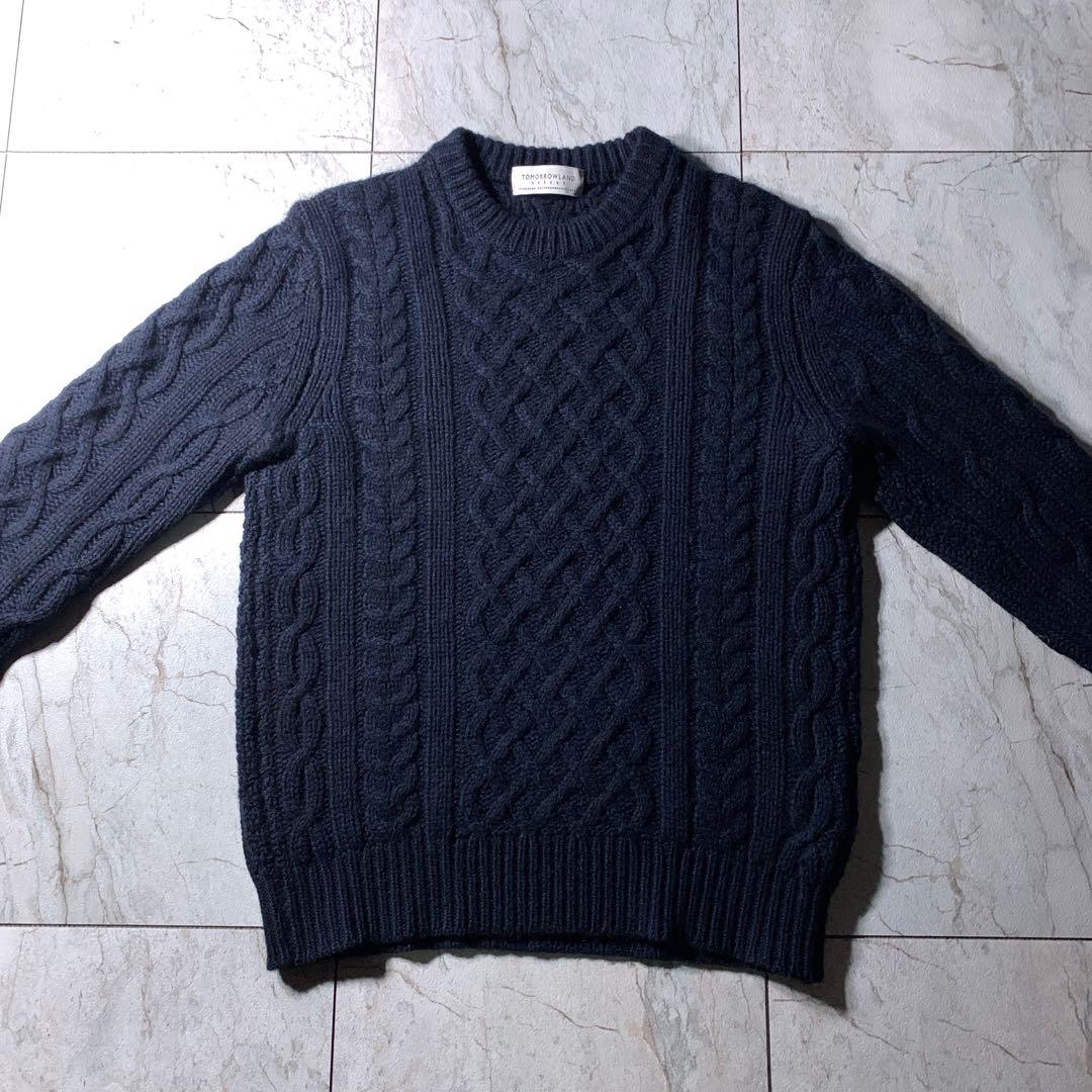 トゥモローランド カシミヤ100% フィッシャーマンセーター アランニット 紺