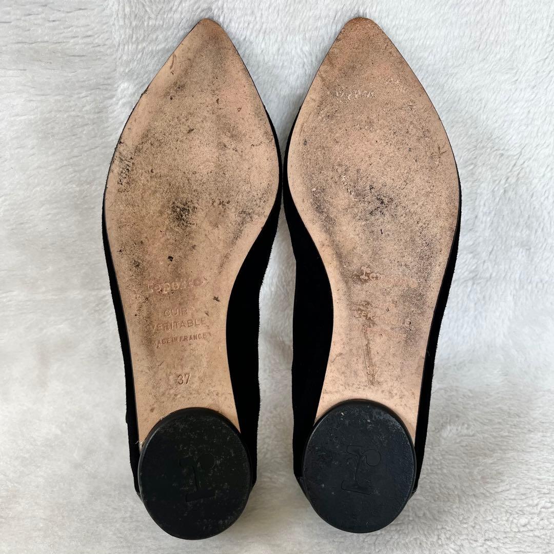 美品☆レペット 37 フラットパンプス Tストラップ エナメル スエード 黒