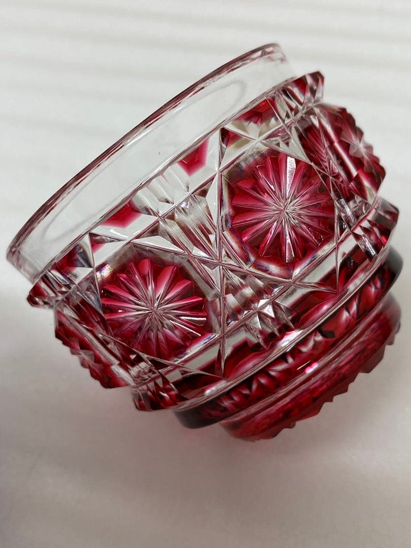 3-3248 復元　島津薩摩切子　色褪せガラス　切子猪口揃