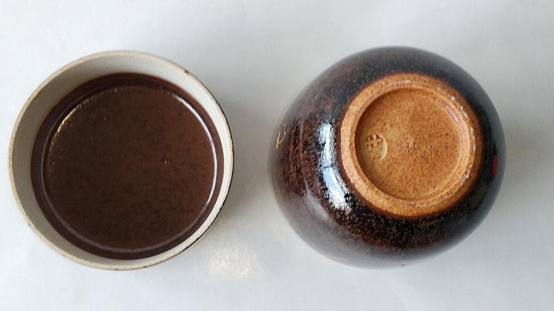 珍品 膳所焼 淡海ぜぜ 陽炎園 岩崎健三 作 陶器製 金彩 蝶鳥棗 茶道具 新品