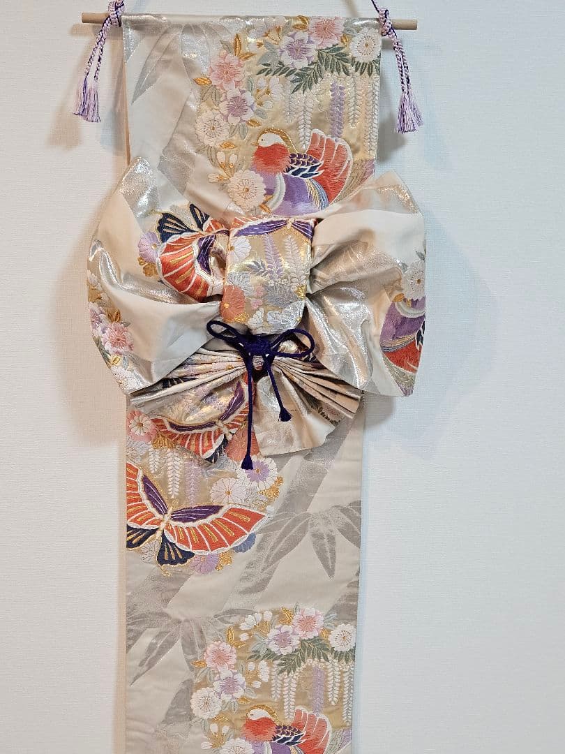 タペストリー　正月飾り　帯飾り　ハンドメイド　手作り　正月掛け軸　リメイク