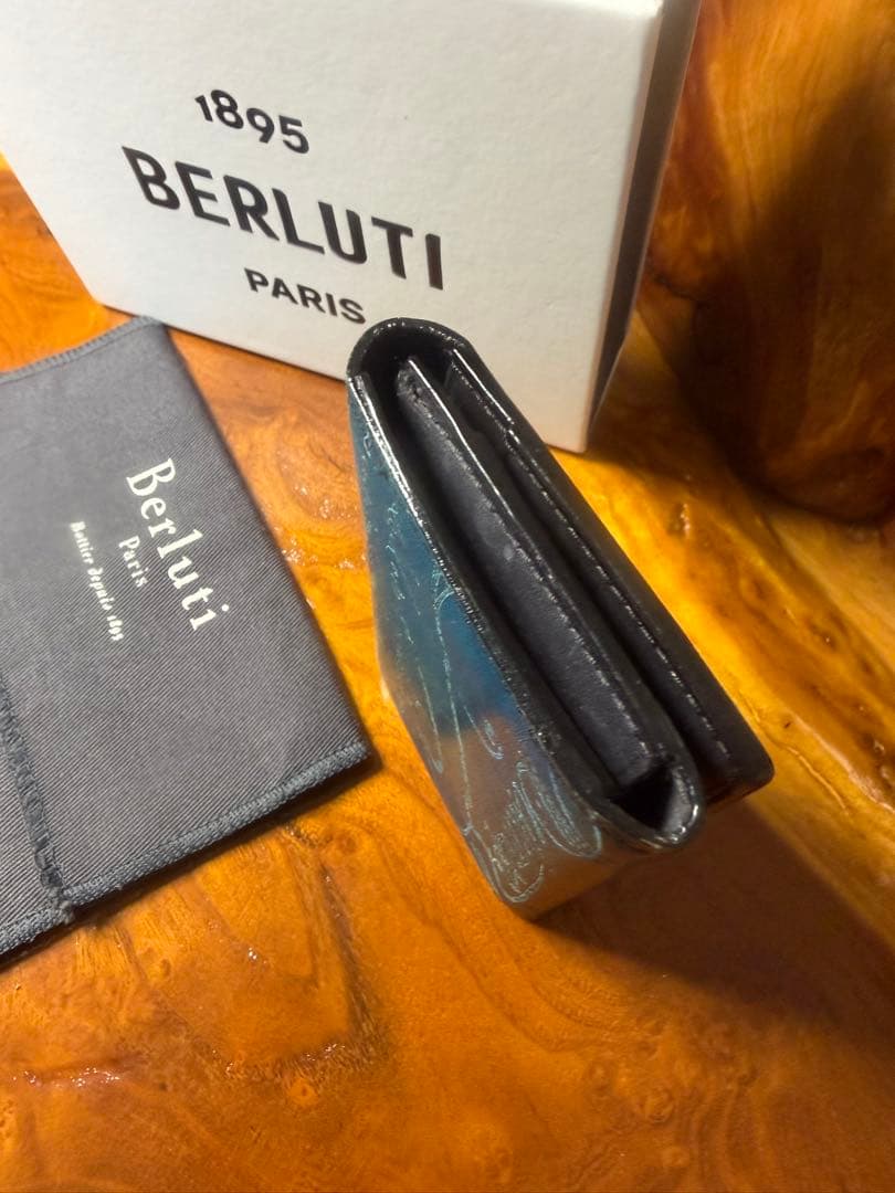 希少色 ベルルッティ Berluti 名刺入れ スクリット 青 カード入れ 美品