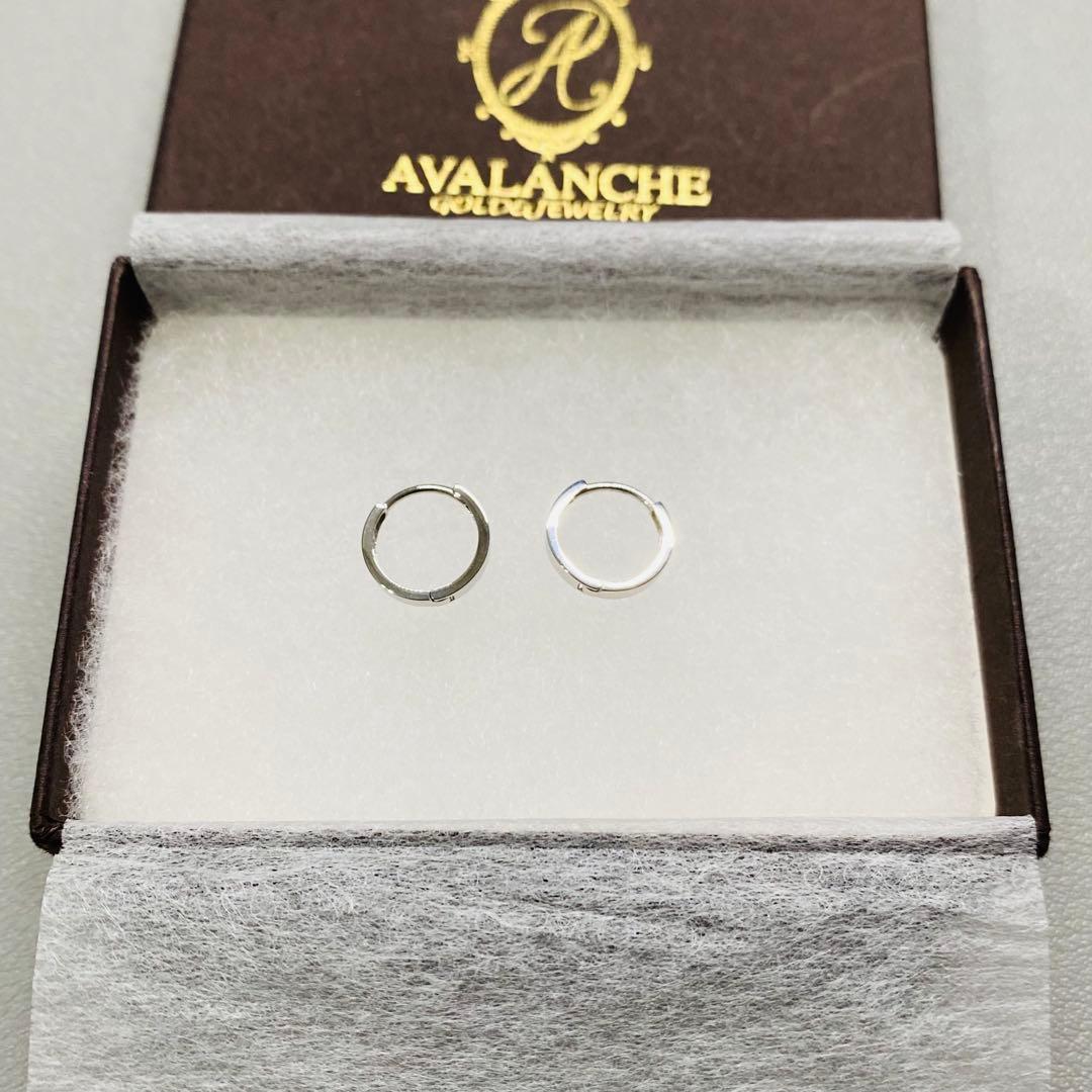AVALANCHE 10Kホワイトゴールド ピアス 11mm 両耳 フープピアス