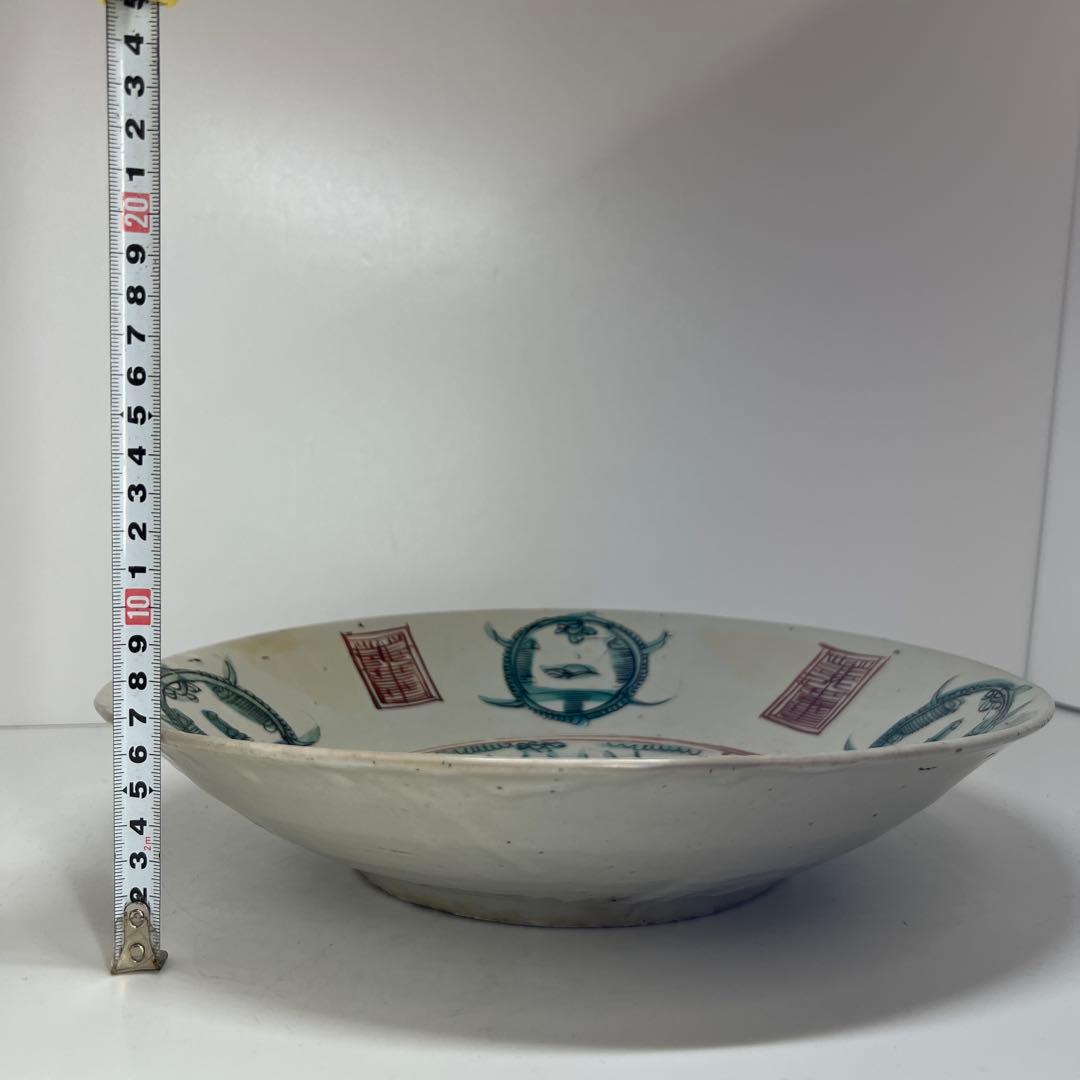 中国明時代 呉州赤絵大皿 木箱付 直径33cm 東キ7-0901☆2F トコト