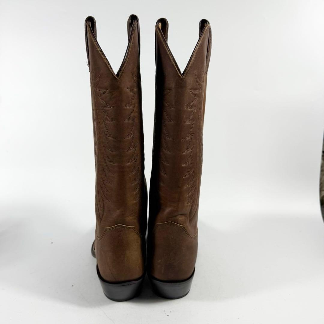 【美品】Justin ジャスティン ウエスタンブーツ（7,5）革靴　刺繍 茶