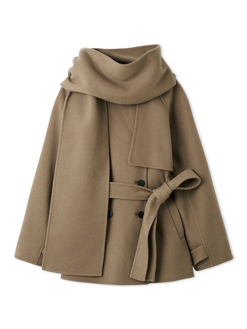 SNIDEL スナイデル スカーフ付きウールミドルコート