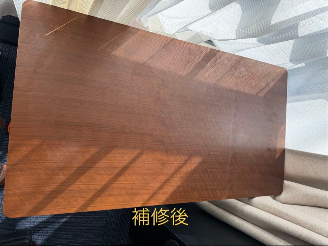 ウォルナット突板　ガス圧昇降式テーブル 110x60cm キャスター付き