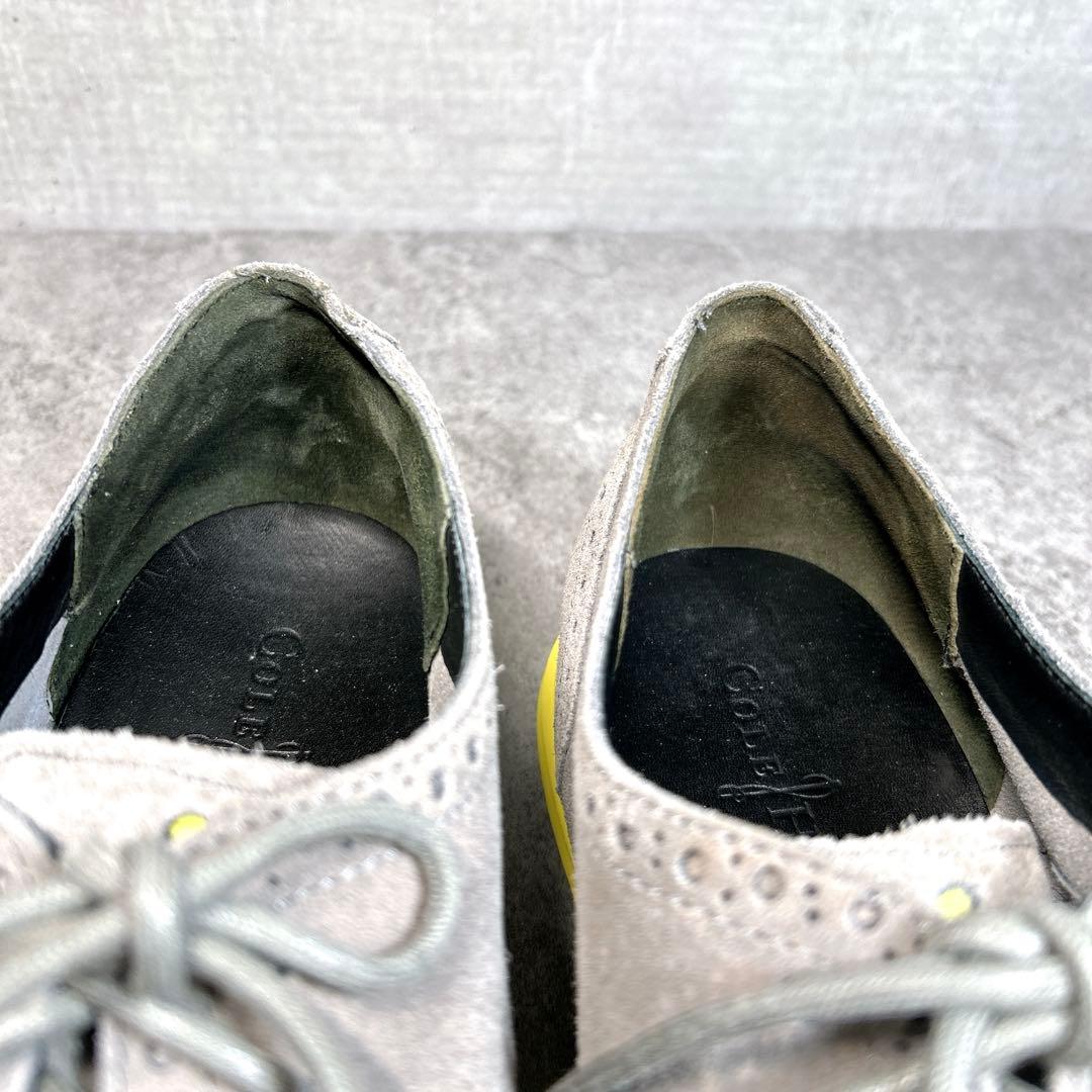 未使用級【コールハーン】ルナグランド/ウイングチップ/革靴/スウェード/軽量/灰