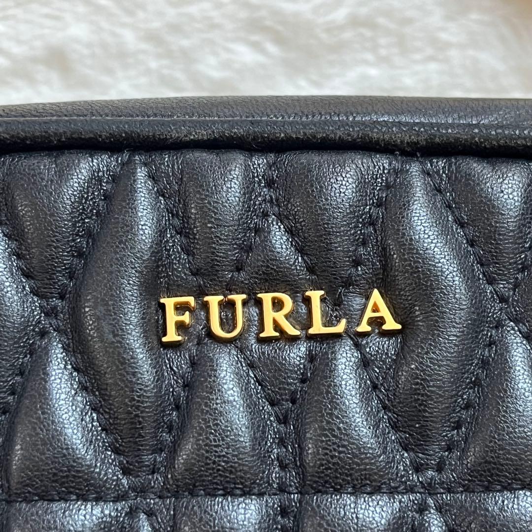 美品 FURLA レザー ショルダーバッグ 2way コメタ キルティング 黒