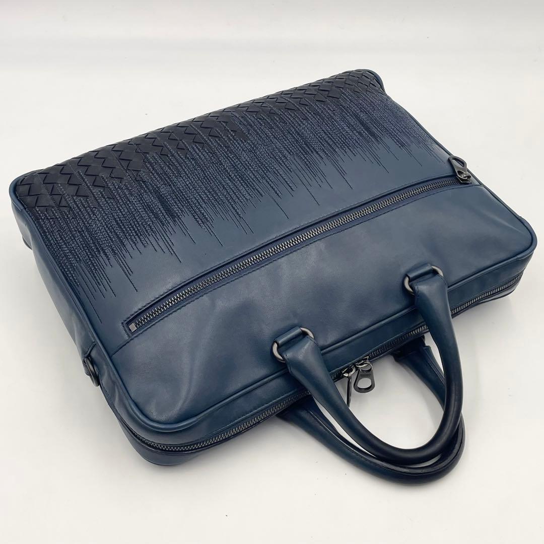 【美品】ボッテガ ビジネスバッグ 2way 希少イントレチャート×刺繍モデル