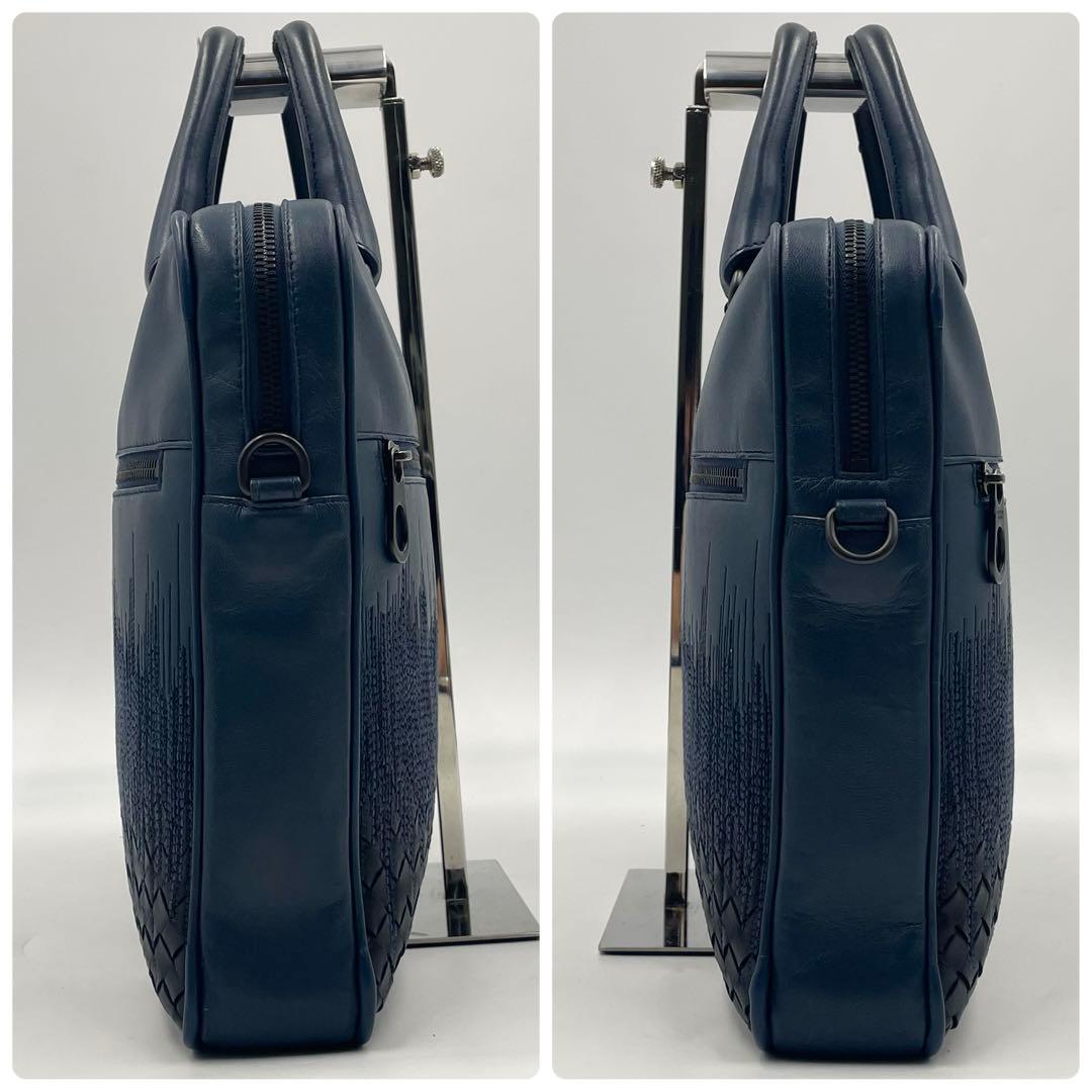 【美品】ボッテガ ビジネスバッグ 2way 希少イントレチャート×刺繍モデル