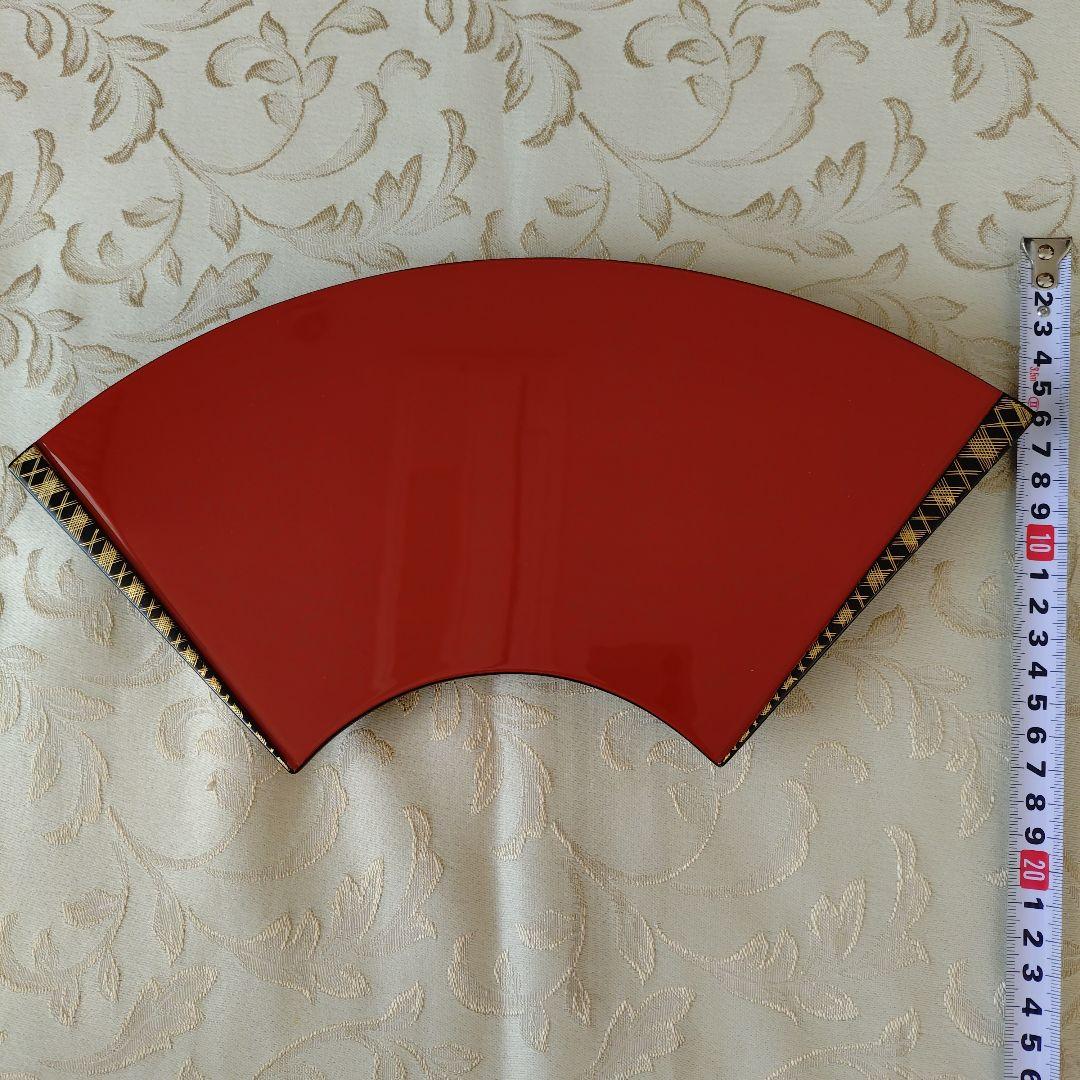 輪島塗赤色扇面平皿　5枚セット