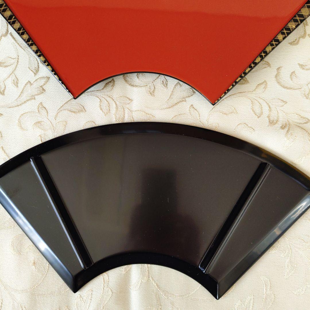 輪島塗赤色扇面平皿　5枚セット