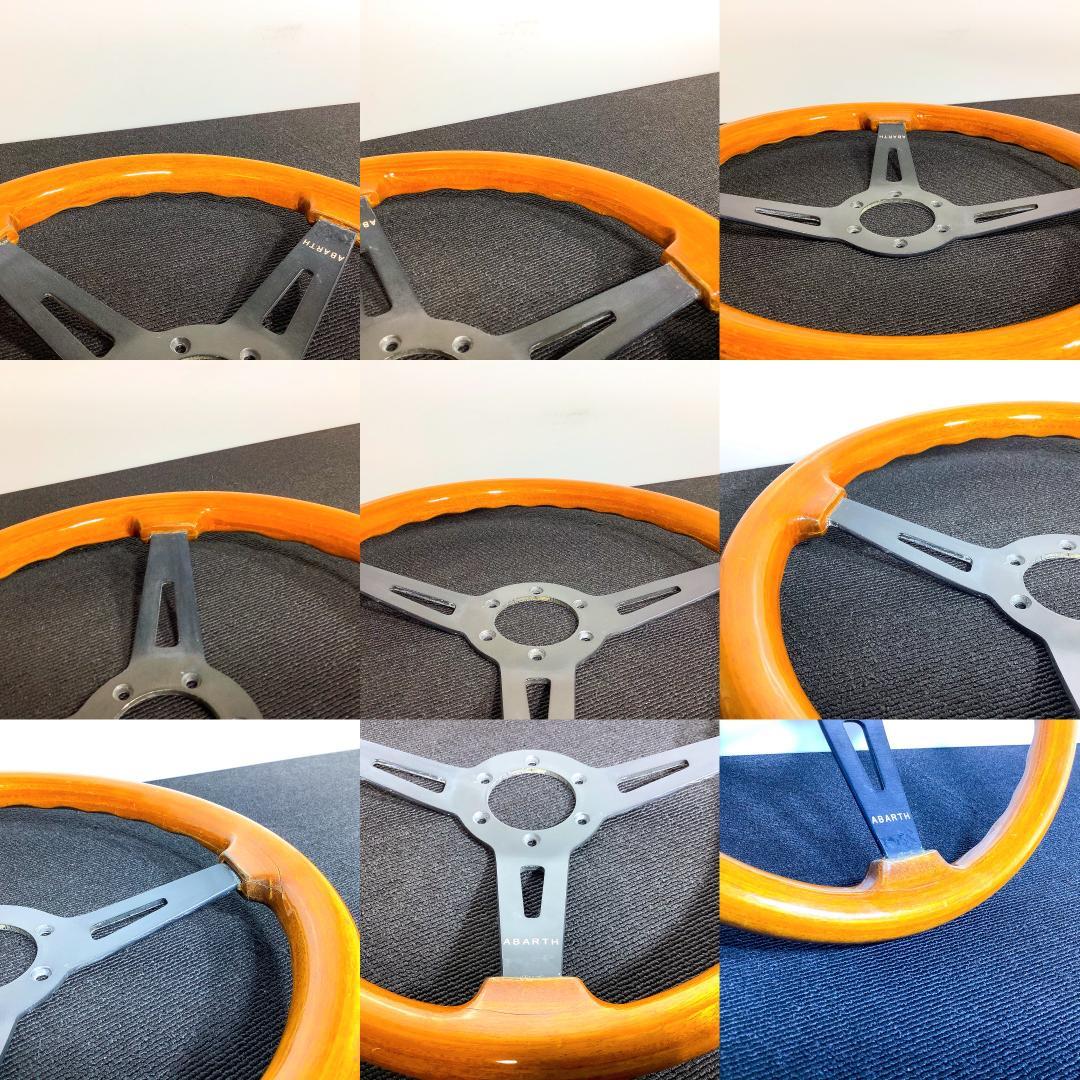 希少 ABARTH アバルト ウッドステアリング ブラックスポーク 当時物35φ