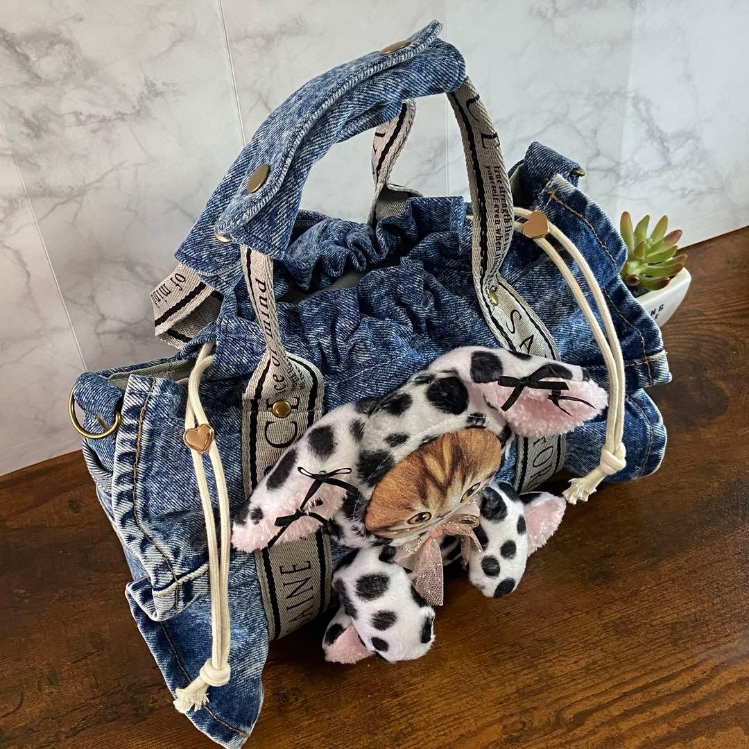 c*o様 コヤンイサムチョン デニムリメイク【フリルバッグ】トートバッグ ハンド