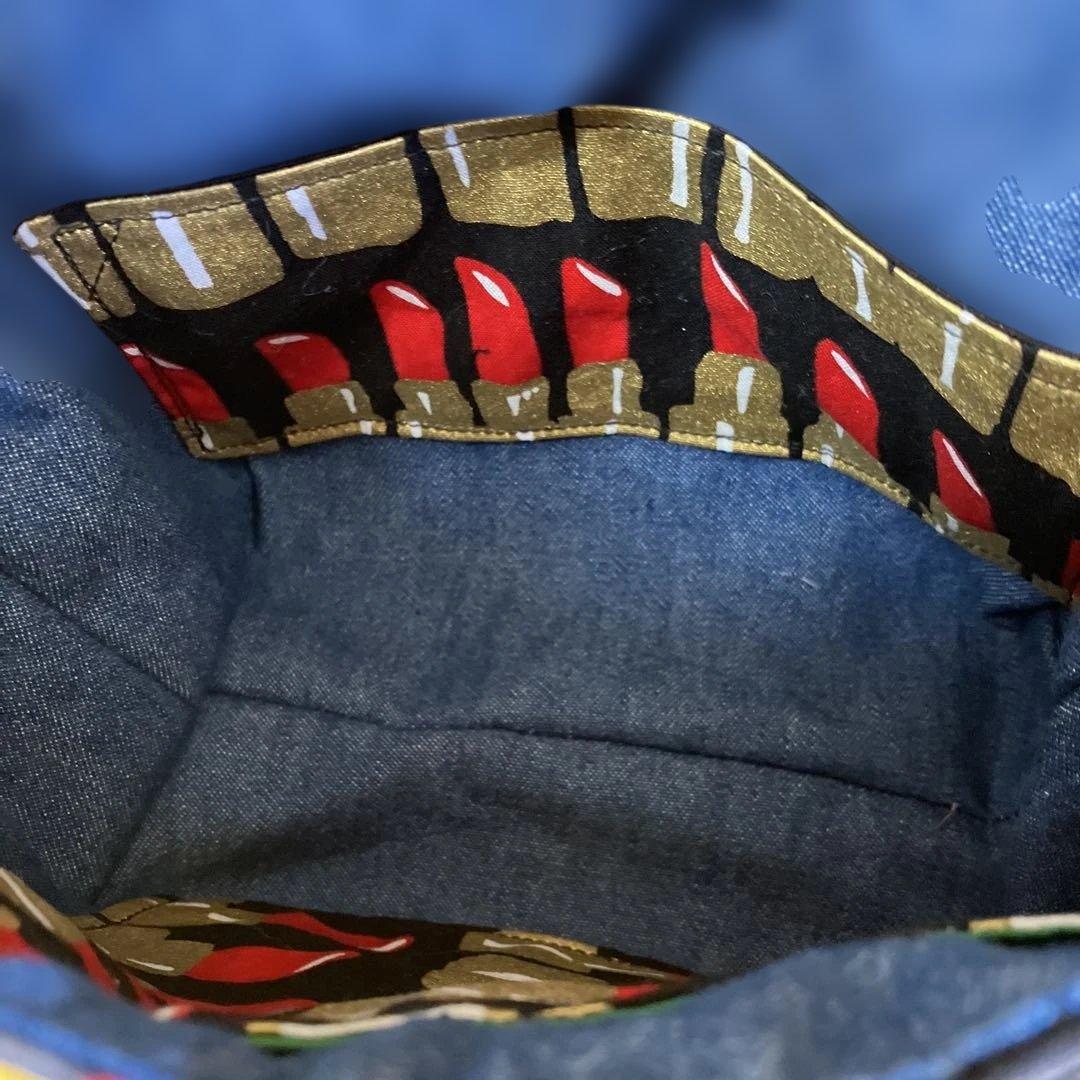 赤のルージュ柄ミニコスメ布バスケット　　　☆ハンドメイド品