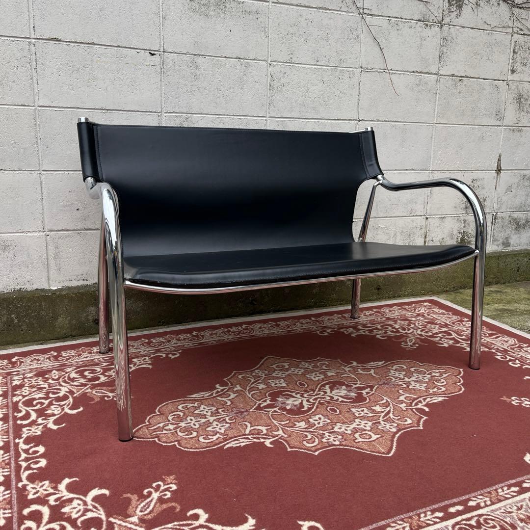 モダンデザイン◾️本革イタリアンレザー座面 2シーター ソファ チェア 2人掛け