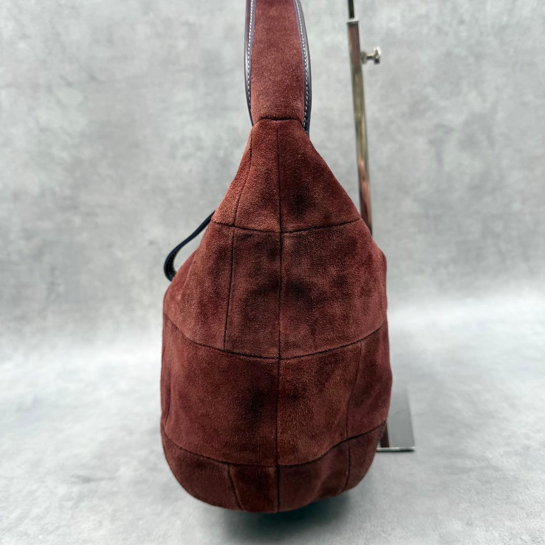 コーチ スエード エルゴ ショルダーバッグ パーチワーク ボルドー