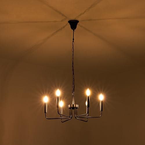 Chende シャンデリア おしゃれ ブラック 6灯 LED対応 E12 ペンa