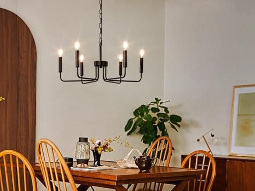 Chende シャンデリア おしゃれ ブラック 6灯 LED対応 E12 ペンa