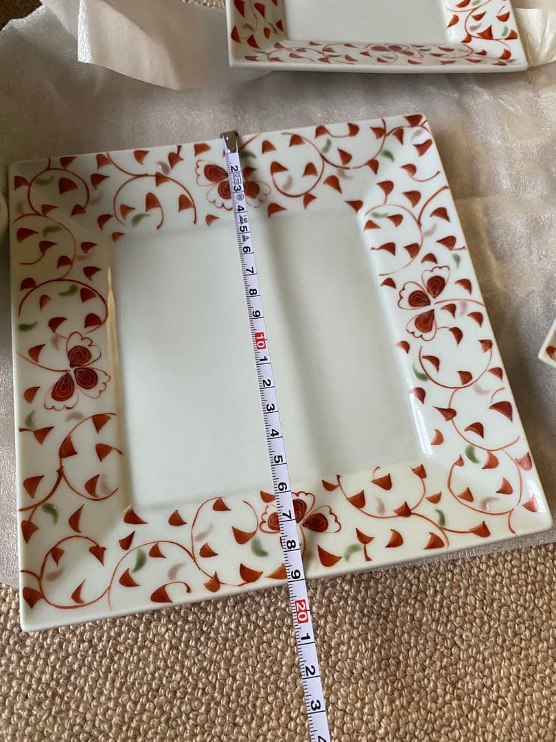 九谷焼　色絵遊窯　素敵な角皿　4枚