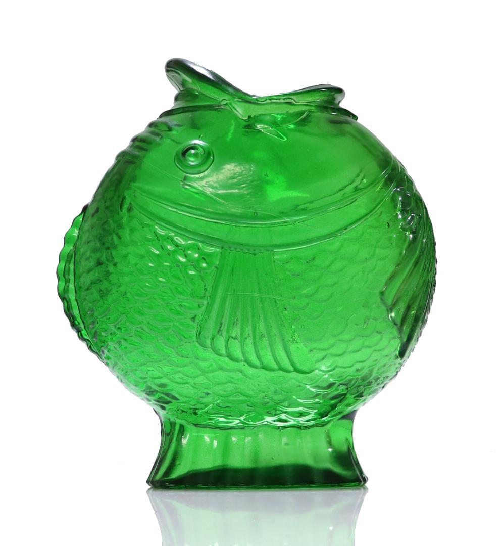 オールド・バカラ 超希少 1889年 パリ万国博覧会試作品 緑硝子 大型花瓶 魚