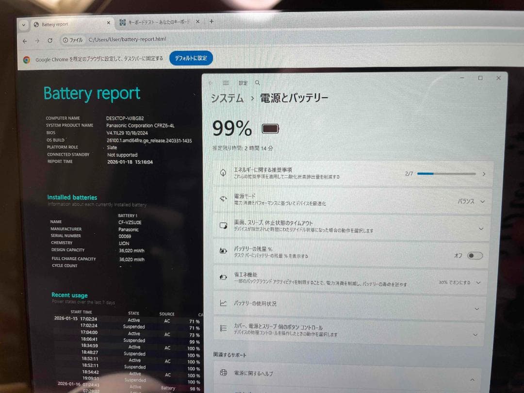Win11 Office2024 CF-RZ6 メモリ8GB SSD128GB