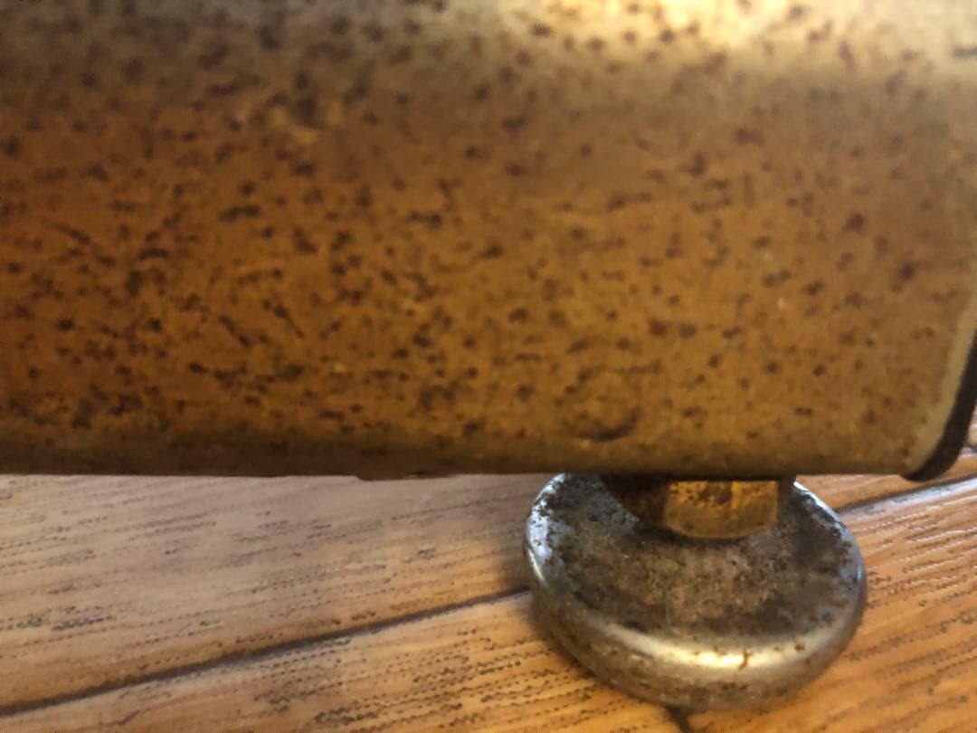 カフェ　テーブル　マーブル調　真鍮　アンティーク　正方形　ブラウン　金