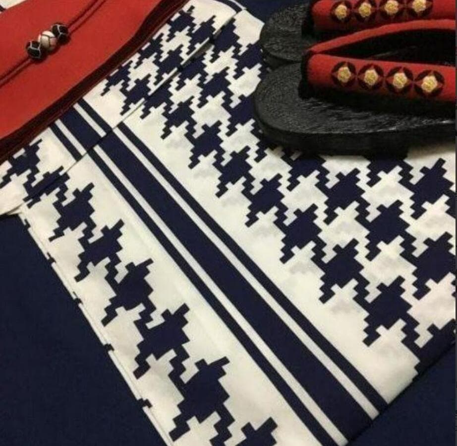 27日締め切り画像の帯+お任せ帯締め+落ち着いたお任せ下駄◆伝統ちどり格子浴衣