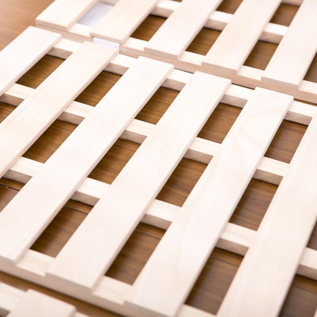 すのこベッド 折りたたみ 天然桐 四つ折り ベッドフレーム ダブル 4折桐木床