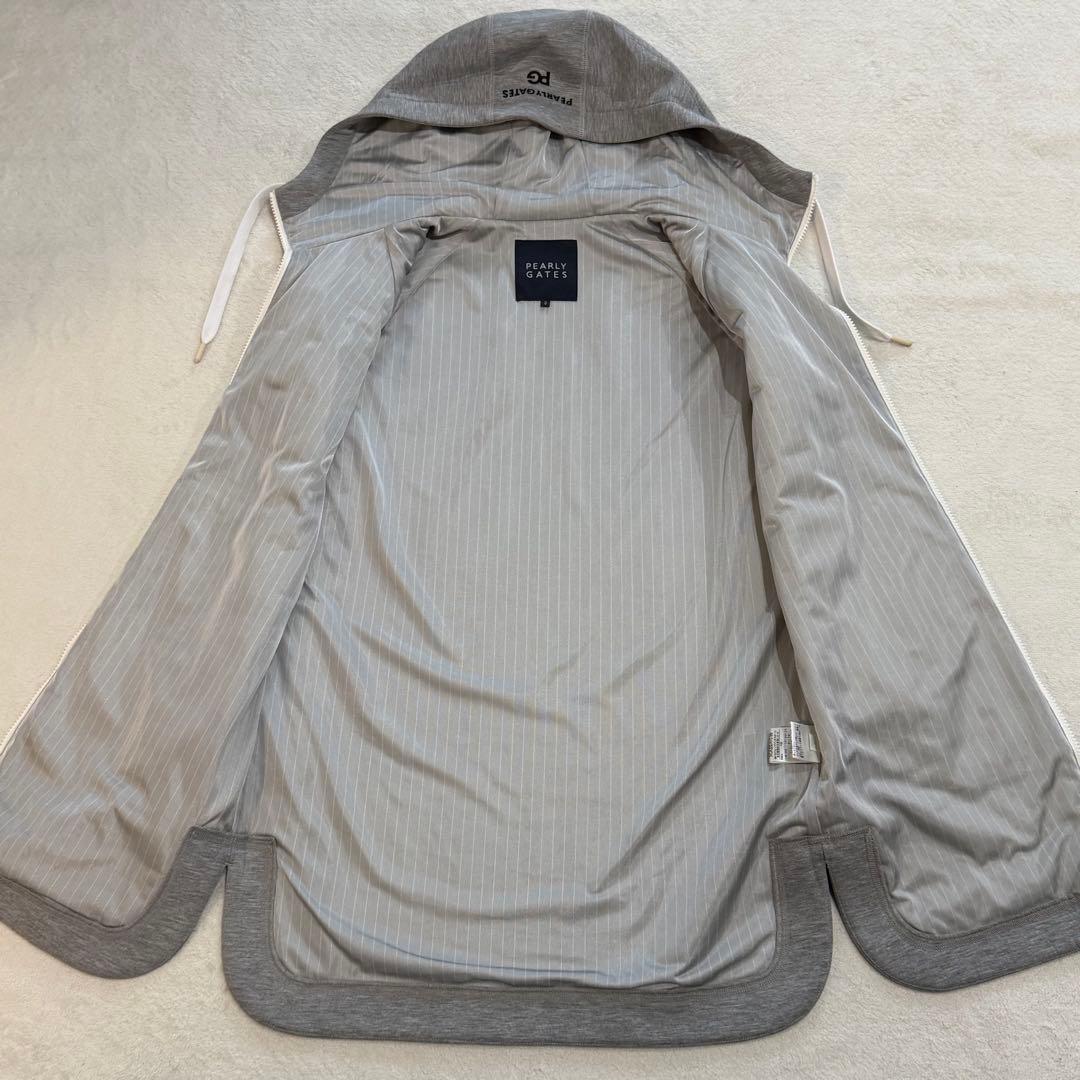 パーリーゲイツ　中綿ロングパーカー　蓄熱裏地　グレー×オフホワイト　ゴルフ