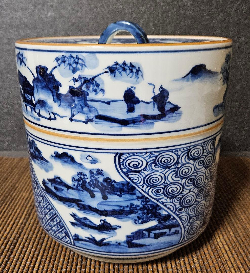 京焼　清水焼　名工】　橋本喜泉　造　染付　祥瑞　水指　共箱　共布　未使用品！