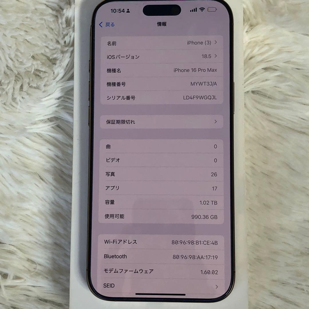 【早い者勝ち】iPhone 16 Pro max 1TB 100%
