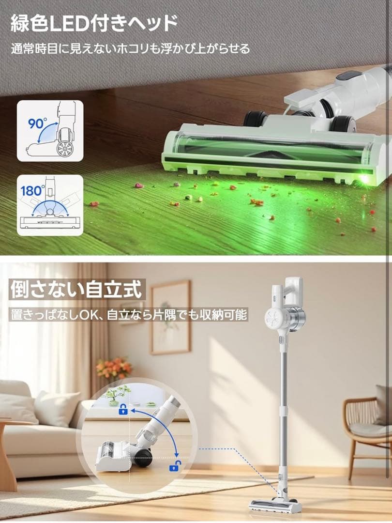 【新品未使用】スティッククリーナー本体 ホワイト 50分連続運転