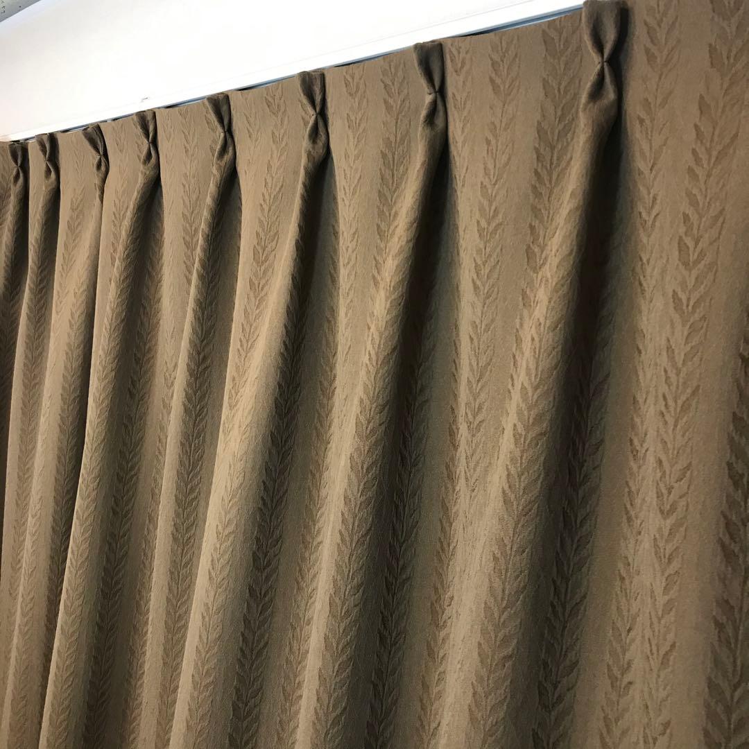 厚地カーテン　幅200cm×丈220cm 2枚　ブラウン　ロング