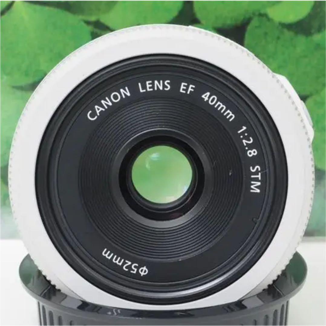 【美品】キヤノンEF40mmf2.8STM❤希少色ホワイト❤背景ぼかしの神レンズ