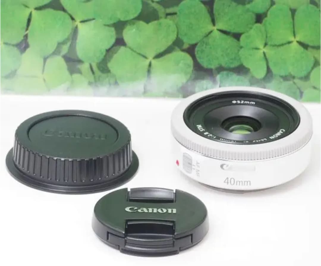 【美品】キヤノンEF40mmf2.8STM❤希少色ホワイト❤背景ぼかしの神レンズ