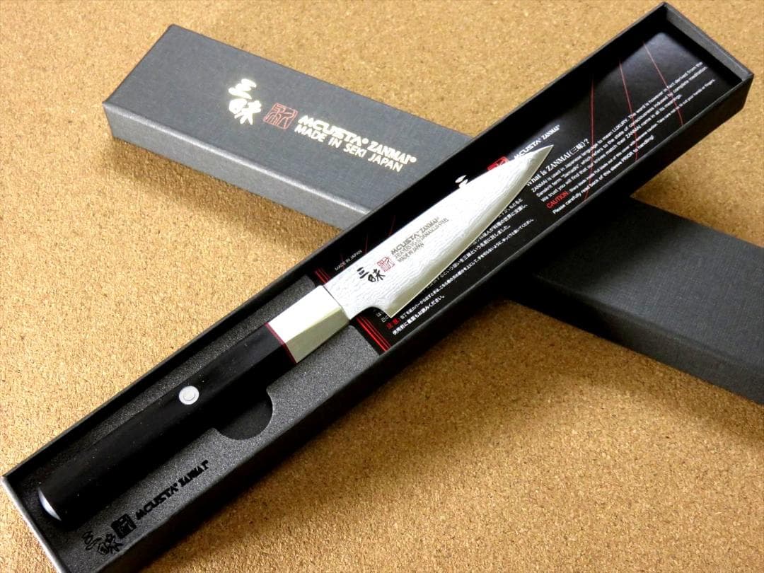 関の刃物 パーリングナイフ 90mm 三昧 ハイブリッドスプラッシュ ダマスカス