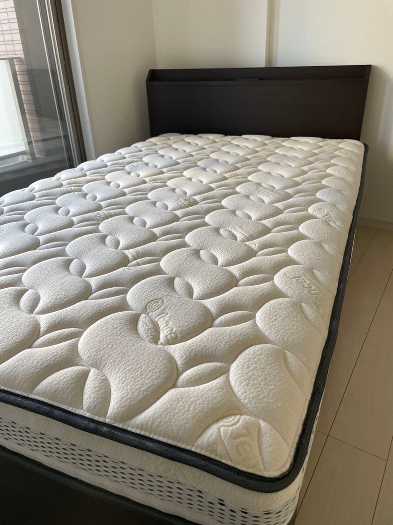 セミダブルベッドフレーム ミドルブラウン 引き出し付き