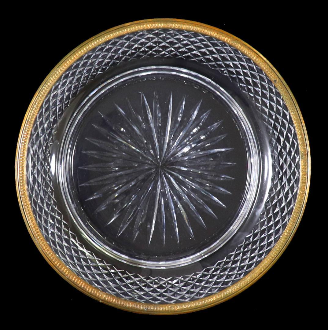 オールド・バカラ 明治～大正時代 春海商店特注 金装飾霰切子大鉢 ギヤマン