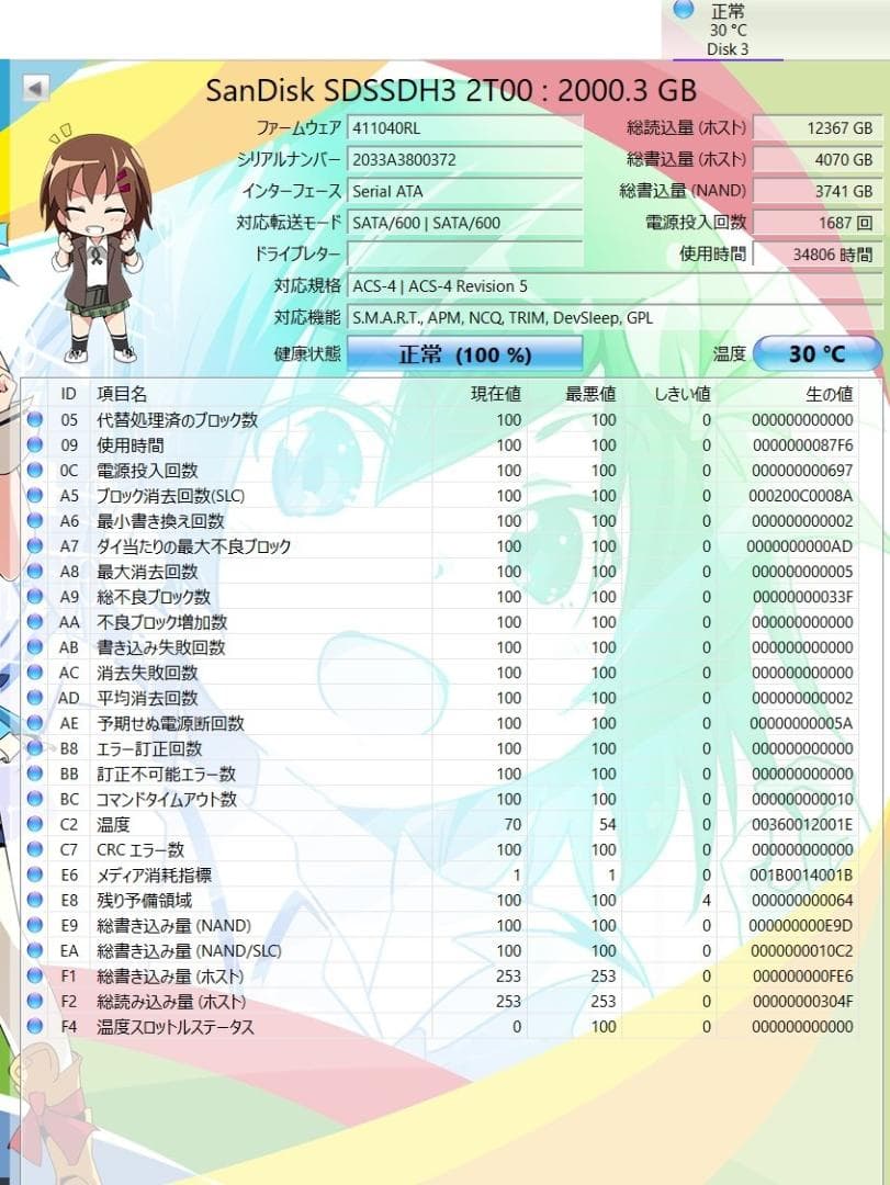 Sandisk Ultra 3D SSD 2TB SDSSDH3-2T00証明有